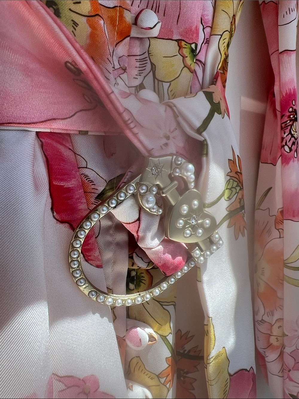 Lavender Brown White Mini Dress with Pink & Yellow Floral Print - Picture 2 of 5